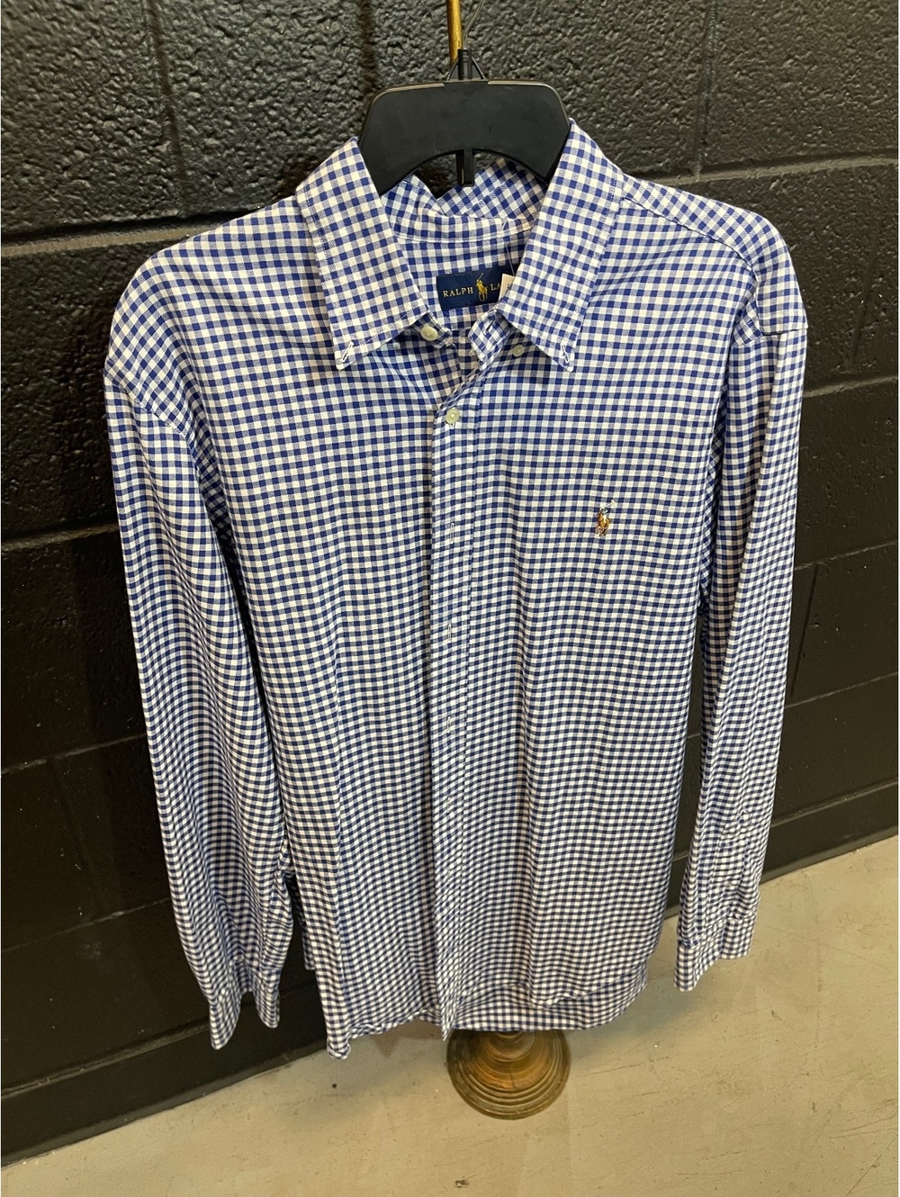 Ralph Lauren Men's XL Blue and White Check Dress Shirt